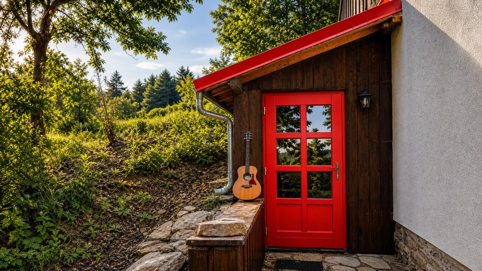 Ein einsames Haus am Waldrand im Fichtelgebirge als Symbol für bewusste Pausen vom digitalen Alltag